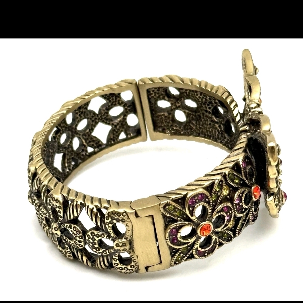 Heidi Daus Butterfly Crystal Hinged Cuff Bracelet Statement Gold Multicolor - Picture 4 of 6